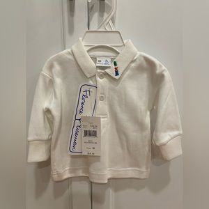 NWT Florence Eiseman White Long Sleeve Polo with Embroidered Soldier-3 months